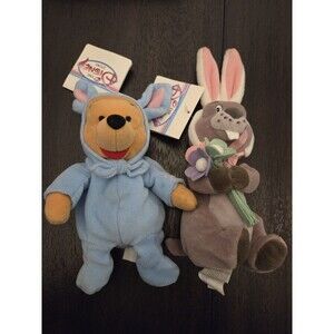 Disney Store Winnie the Pooh Easter Bunny 8” & Gopher 7” Plush Beanbags W/tags